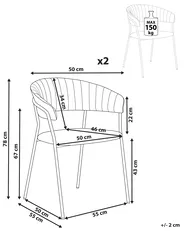 Set of 2 Dining Chairs MARIPOSA Velvet Taupe_871950