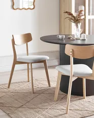 Set of 2 Dining Chairs HOLLY Wood Light Brown/ Grey_952307