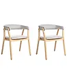 Set of 2 Dining Chairs MYLO Fabric Light Brown/ Grey
