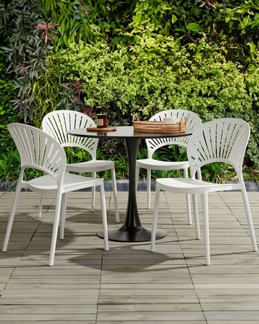 Set of 4 Plastic Dining Chairs White OSTIA