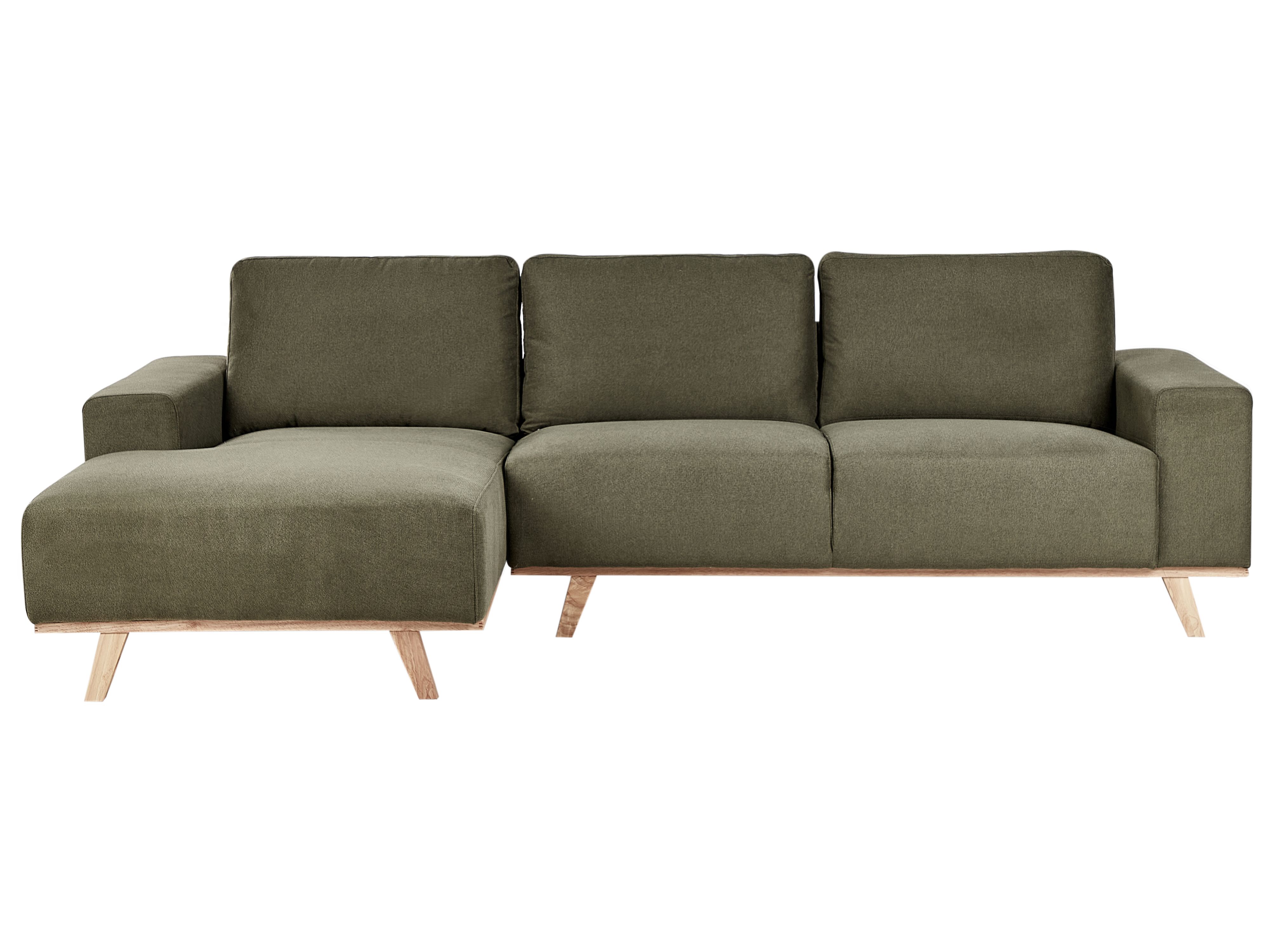 Corner Sofa 3 Seater NORA Fabric Green Right Hand | Beliani.co.uk