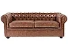 Sofa 3 Seater CHESTERFIELD Faux Leather Golden Brown
