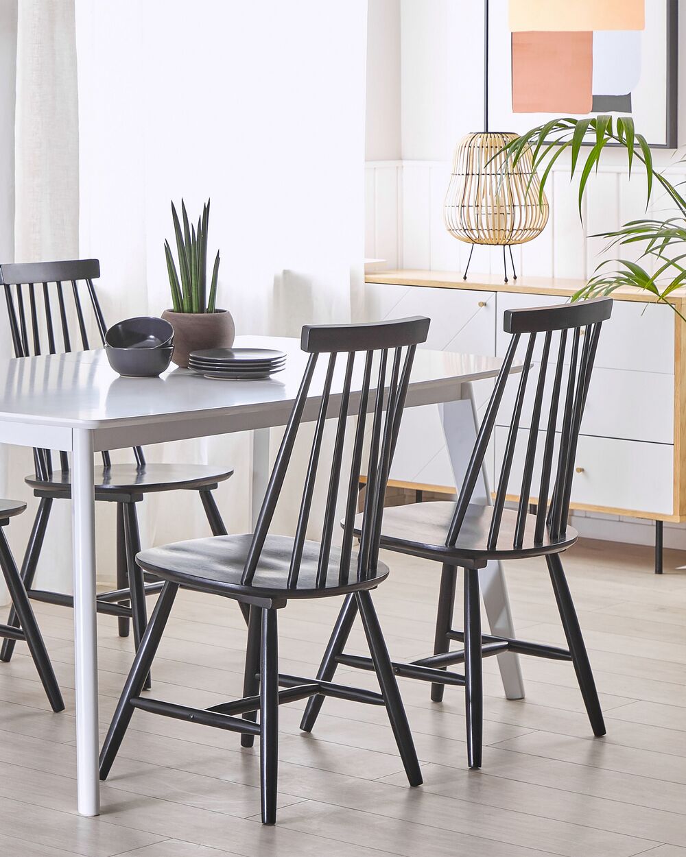 Set of 2 Dining Chairs BURBANK Wood Black Beliani