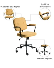 Chaise de bureau PAWNEE Tissu Jaune_1070562