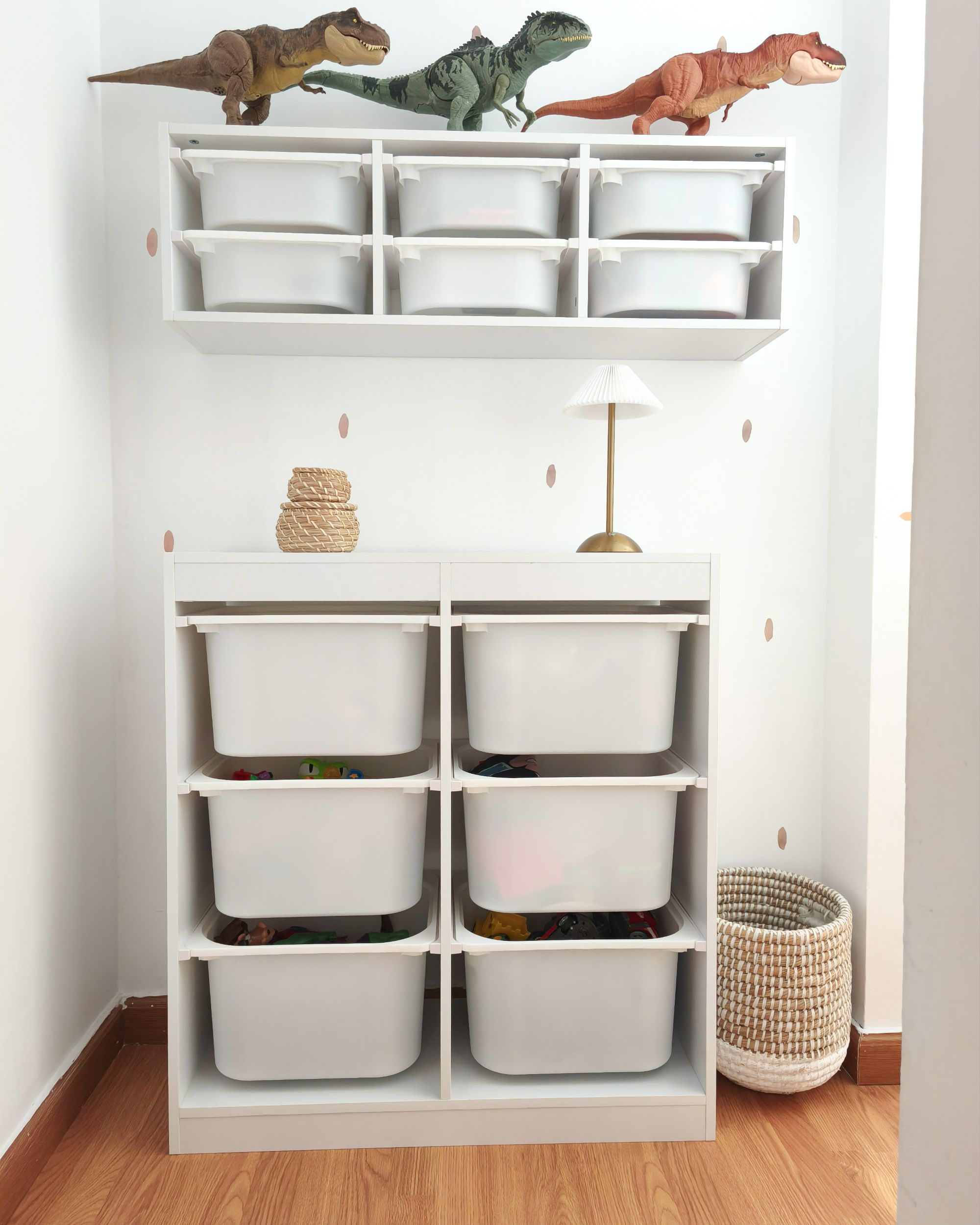 Shelf with 6 Storage Boxes TOBIN Engineered Wood White | Beliani.co.uk