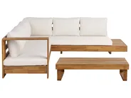 Garden Corner Sofa with Table 5 Seater MARETTIMO Certified Acacia Wood Off-White Right Hand_953834