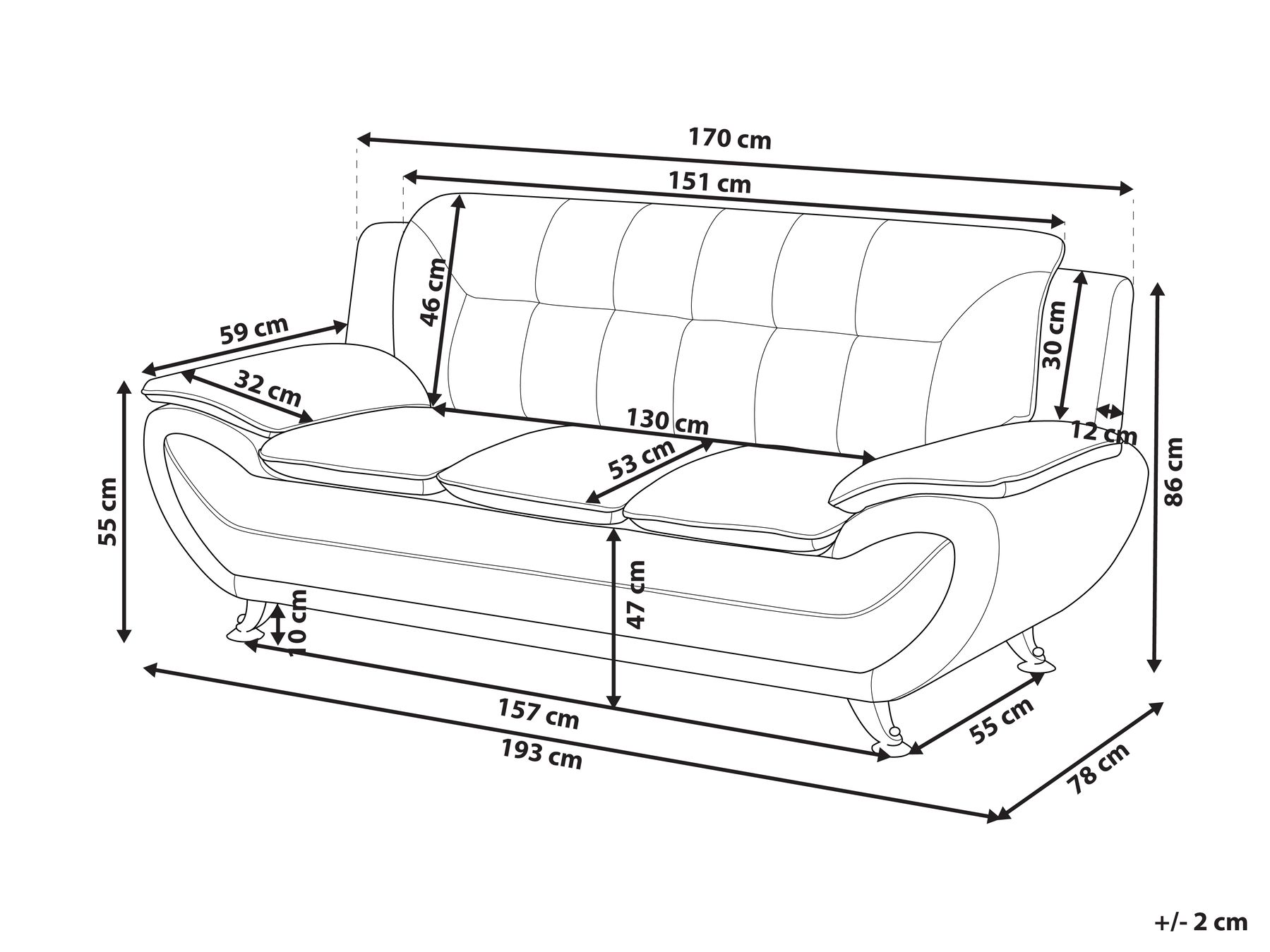 Sofa 3 Seater LEIRA Faux Leather Grey_1058662