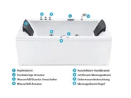 Whirlwanne Eckmodell mit LED VARADERO 183 x 90 cm Weiß rechtsseitig_787091