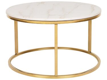 Tavolino da caffè effetto marmo beige e oro ⌀ 70 cm CORAL