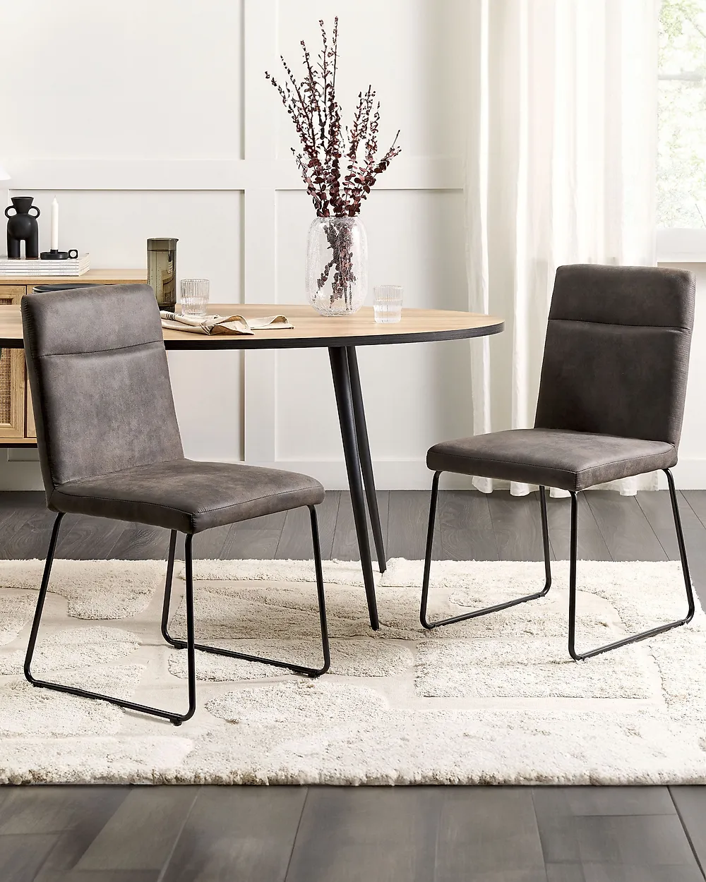 Lot de 2 chaises de salle à manger NEVADA Tissu Gris foncé_1176995