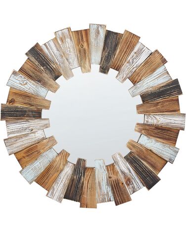 Világos faszínű kerek falitükör ⌀ 66 cm ECATEPEC