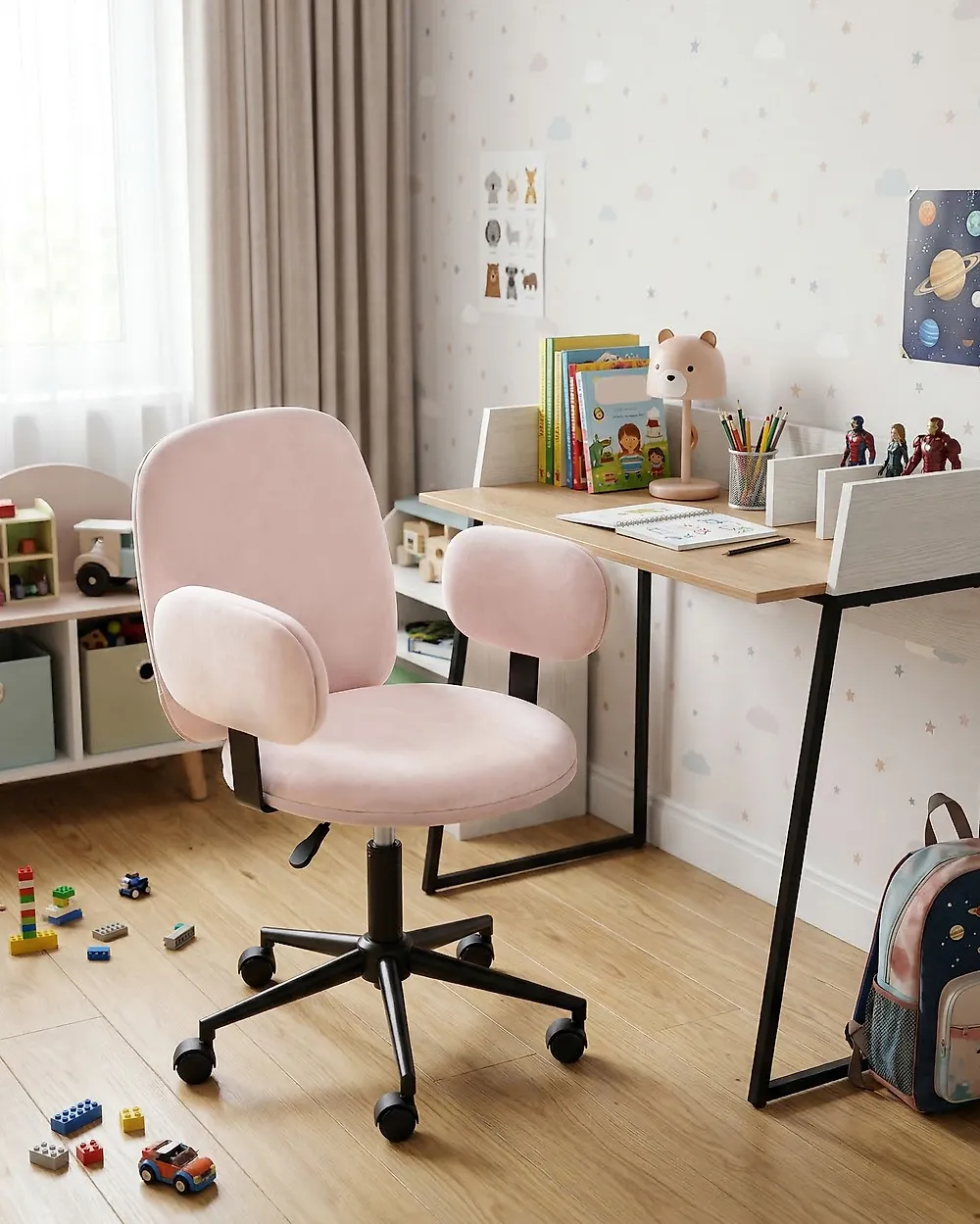 Desk Chair MORAGA Velvet Pastel Pink_1184136