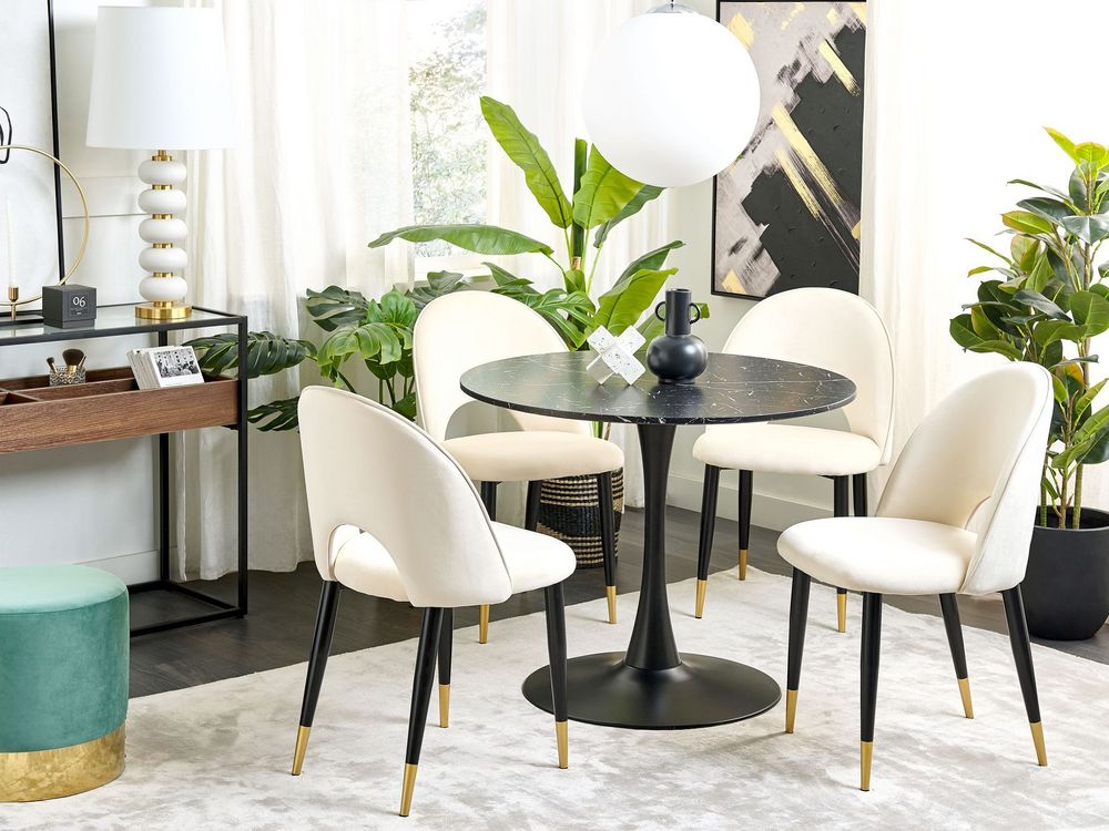 Set of 2 Dining Chairs MAGALIA Velvet Beige Beliani