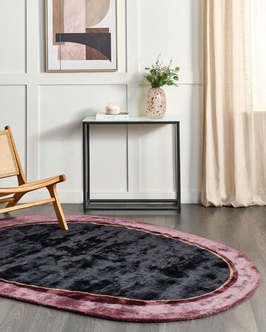 Viscose Area Rug 160 x 230 cm Black PITHORO