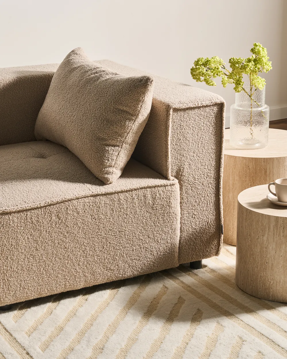 Divano modulare 3 posti AXEBO Bouclé Beige_1076090
