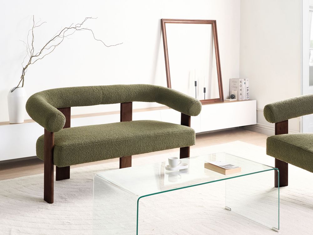 Sofa dla 2 osób ILBRO Boucle Zielony/ ciemny brąz