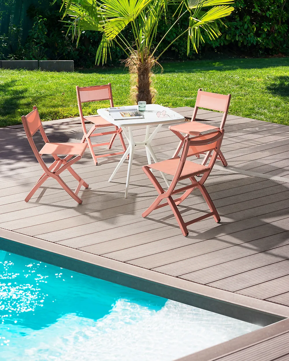 Set of 4 Garden Chairs TALCA Folding Coral_1187002
