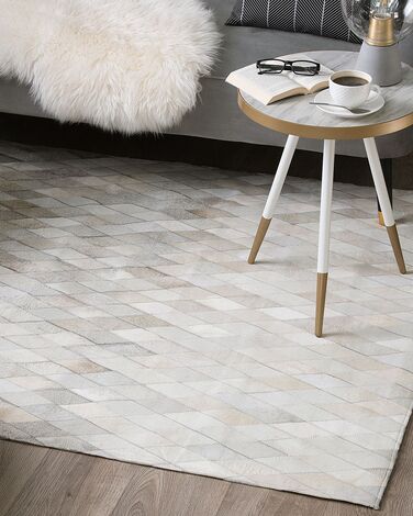 Cowhide Area Rug 140 x 200 cm White and Grey MALDAN