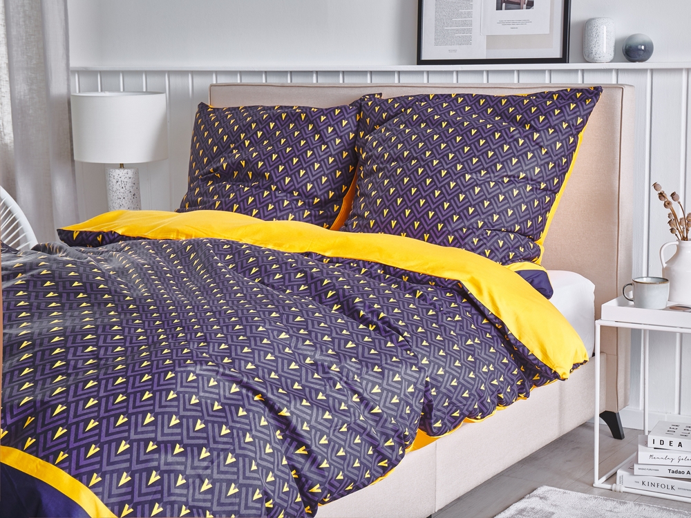 Navy and yellow bedding discount