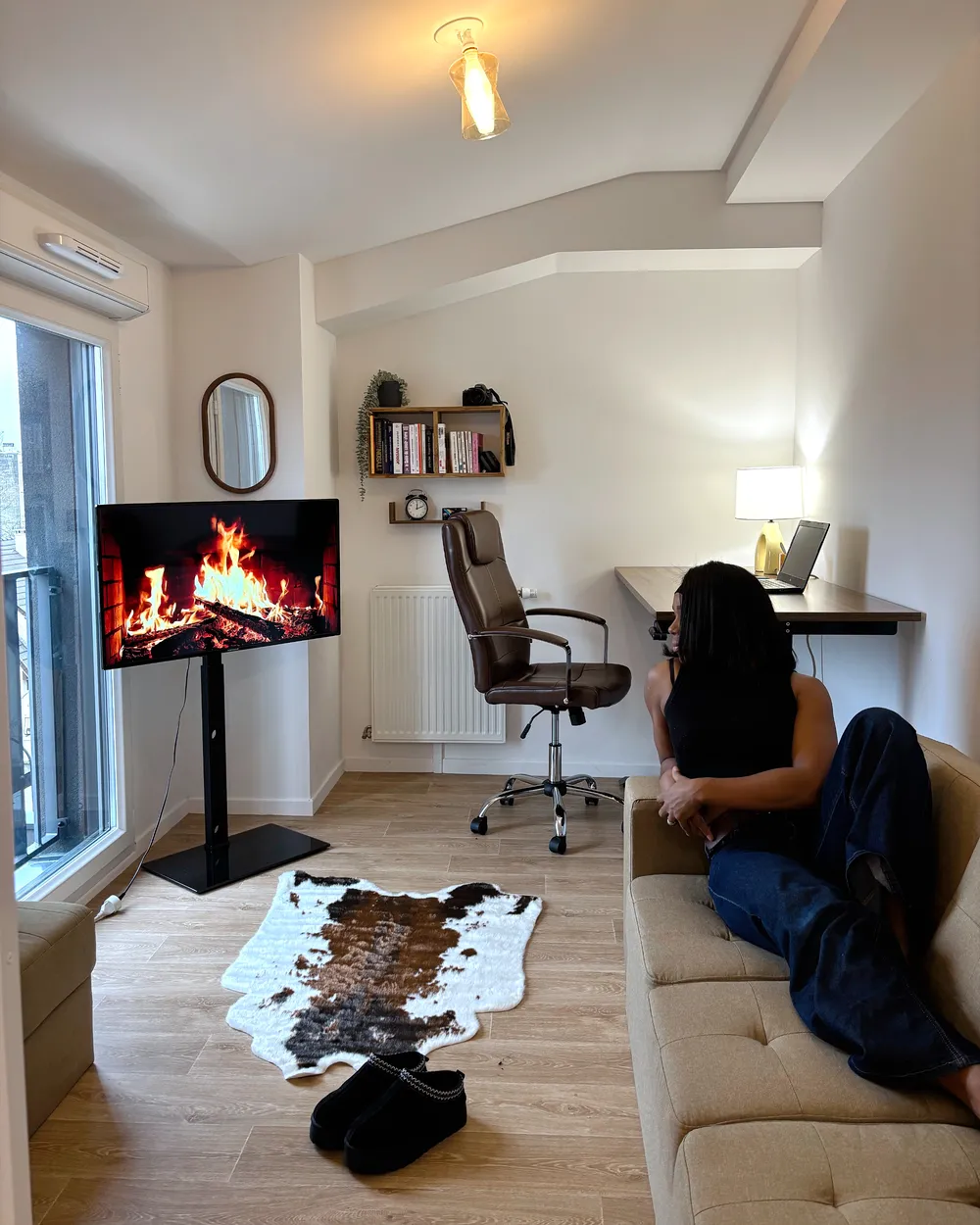 Divano letto 3 posti FALSTER con contenitore Tessuto Marrone chiaro_1048099