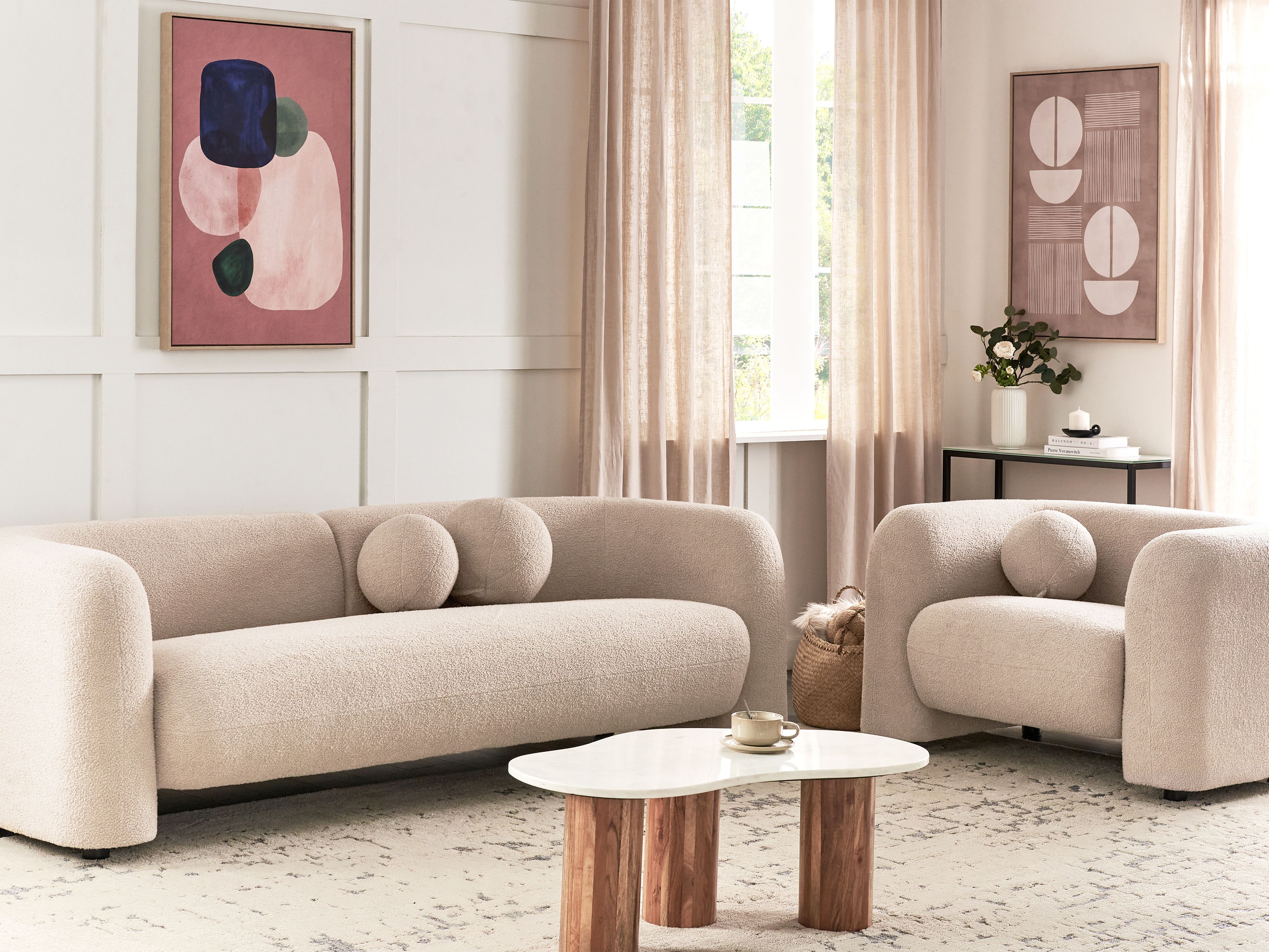 3-Sitzer Sofa Bouclé beige LEIREN | Beliani.ch