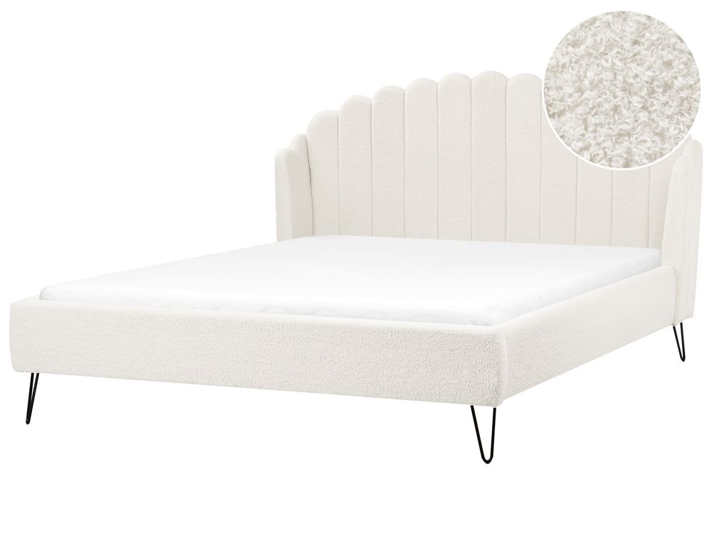 Letto Bouclé AMBILLOU 180 x 200 cm Bianco sporco