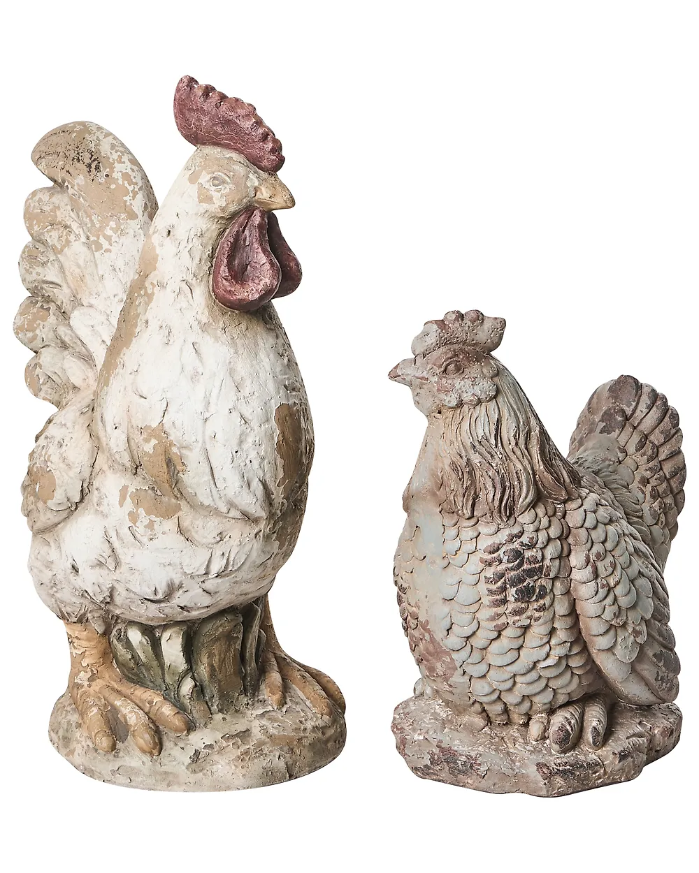 Set of 2 Garden Statues SPECCHIA Chicken 33/50 cm Beige - Beliani.pl