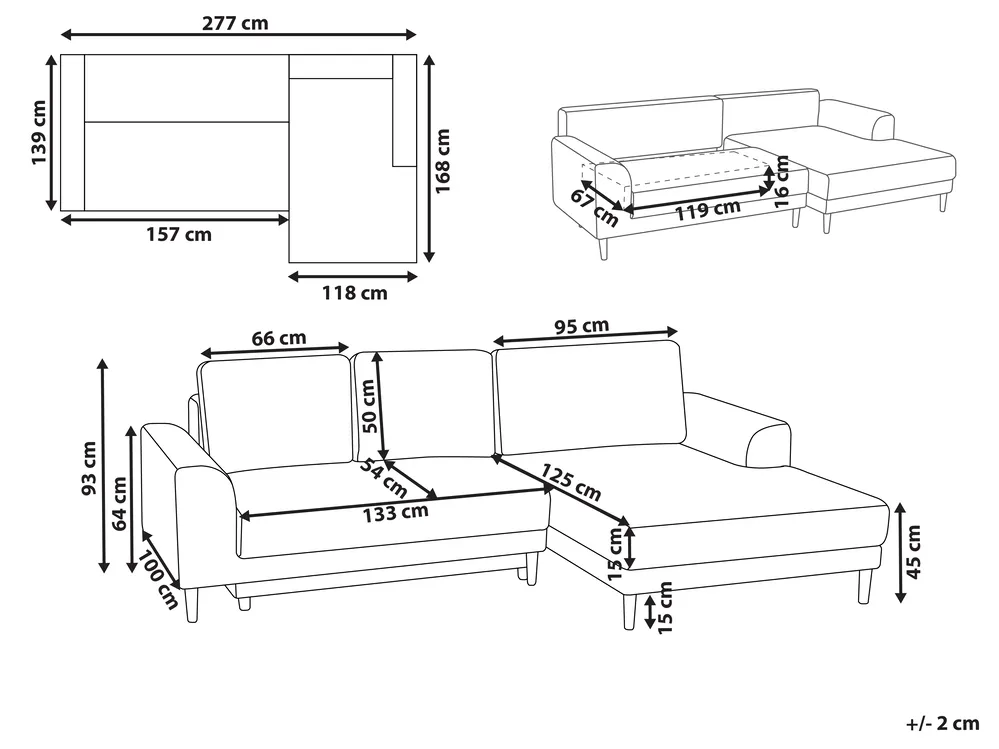 Corner Sofa Bed 3 Seater NUBORG with Storage Chenille Taupe Left Hand_1018532