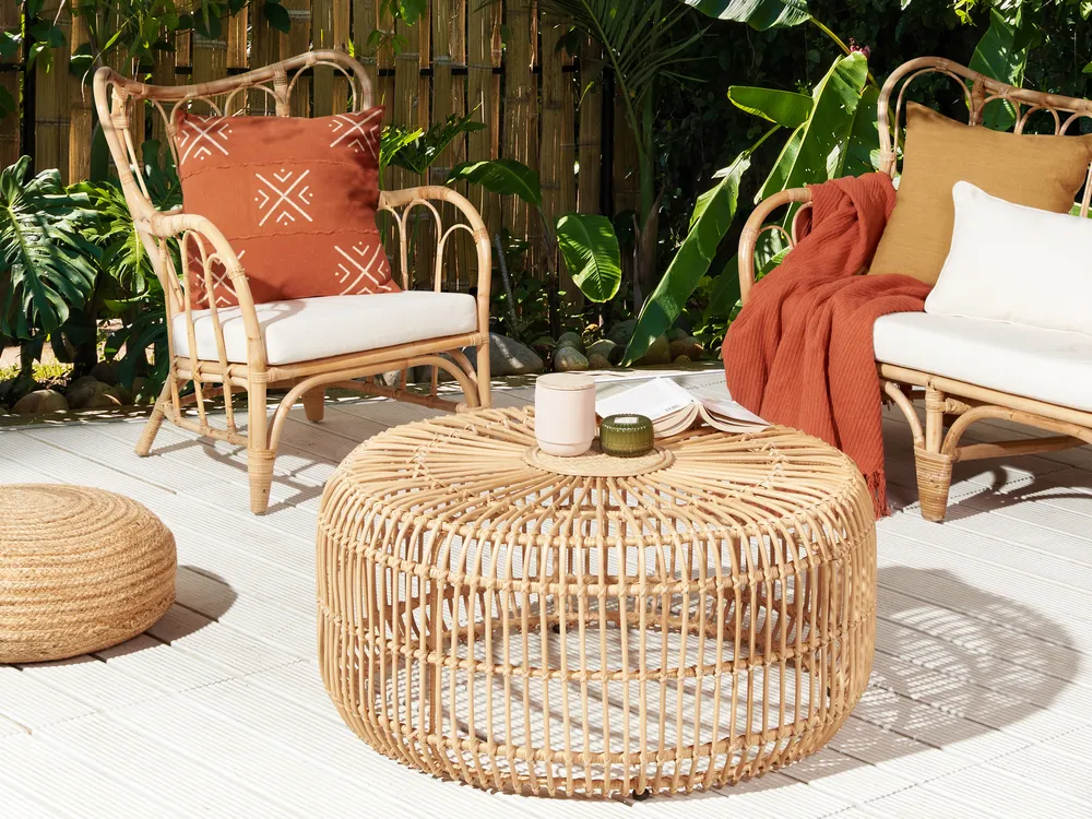 Garden Coffee Table RANDAZZO 85 cm 85 cm Rattan Light Brown