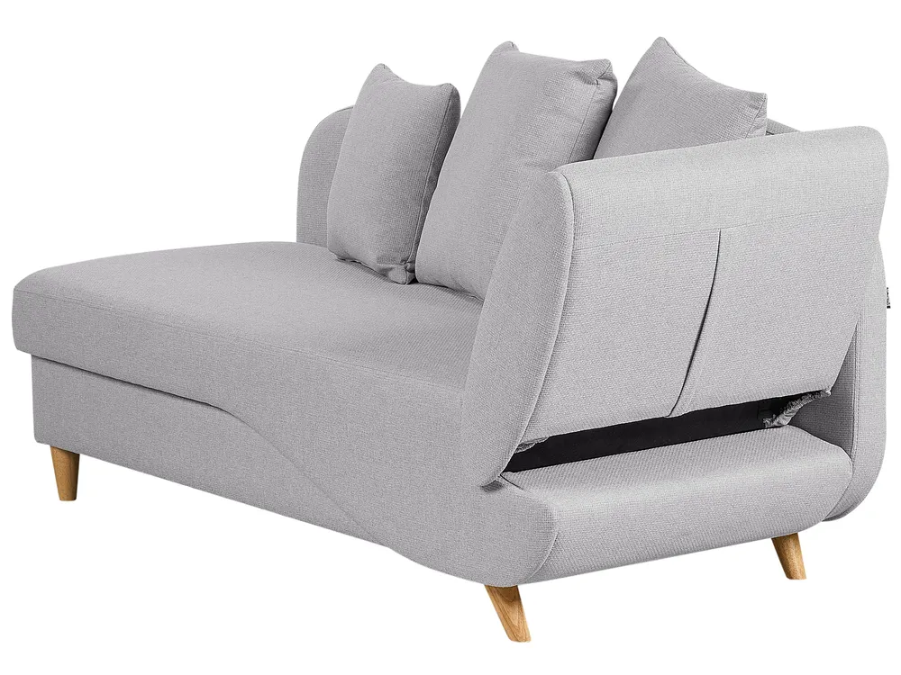 Right-Hand Chaise Longue MERI with Storage Faux Linen Light Grey_881226