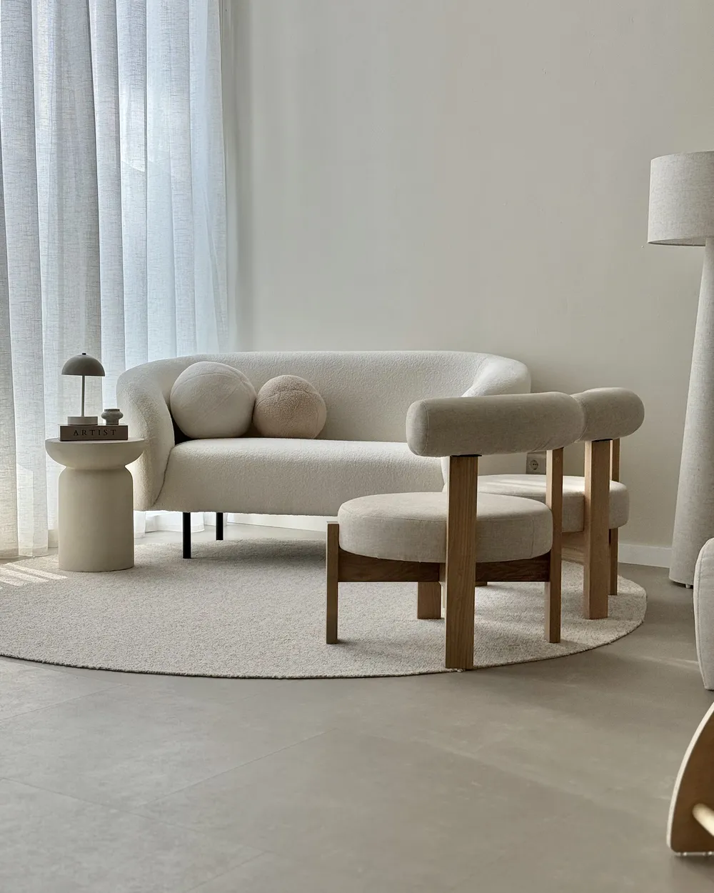 Sofa 2 Seater LOEN Boucle White_942723