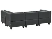 Modular Corner Sofa 4 Seater UNSTAD with Ottoman Faux Leather Black Left Hand_936707