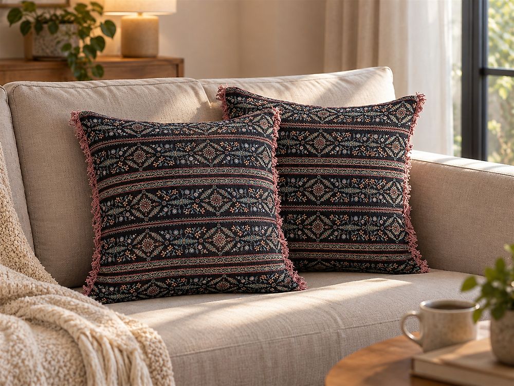 Set di 2 cuscini RUTA 45 x 45 cm Velluto Multicolore Trama floreale