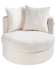 Swivel Armchair DALBY Boucle White_958789