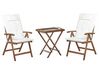 Ensemble de bistrot en bois d'acacia sombre avec coussins blanc cassé AMANTEA_880334