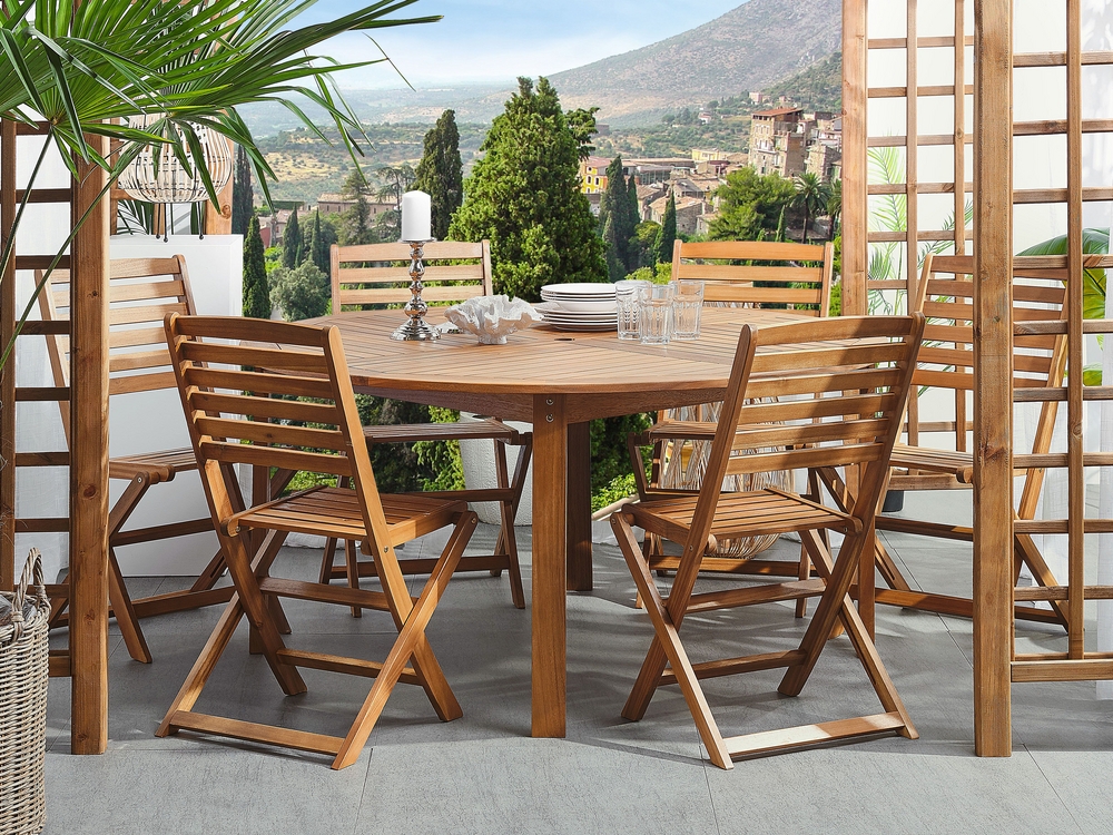 Acacia outdoor dining table set discount