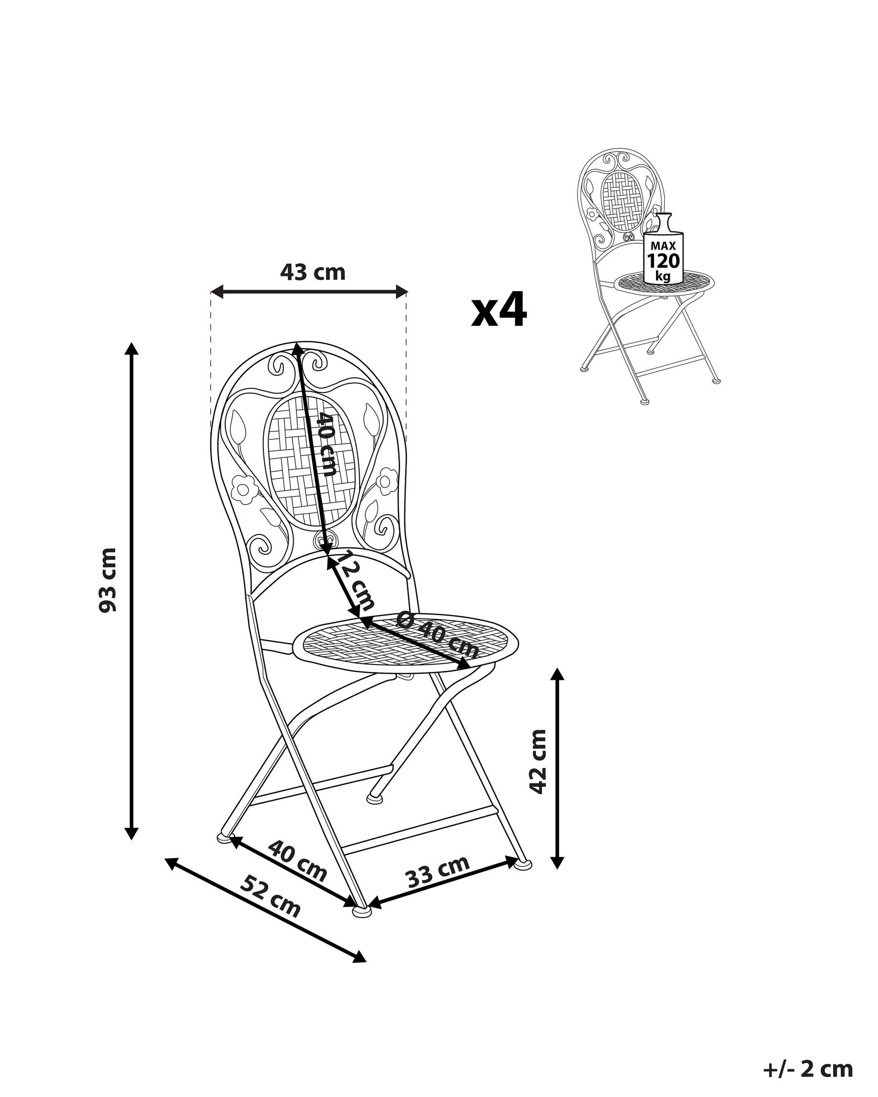 Set of 4 Garden Chairs BIVIO Folding Metal Off-White_806836