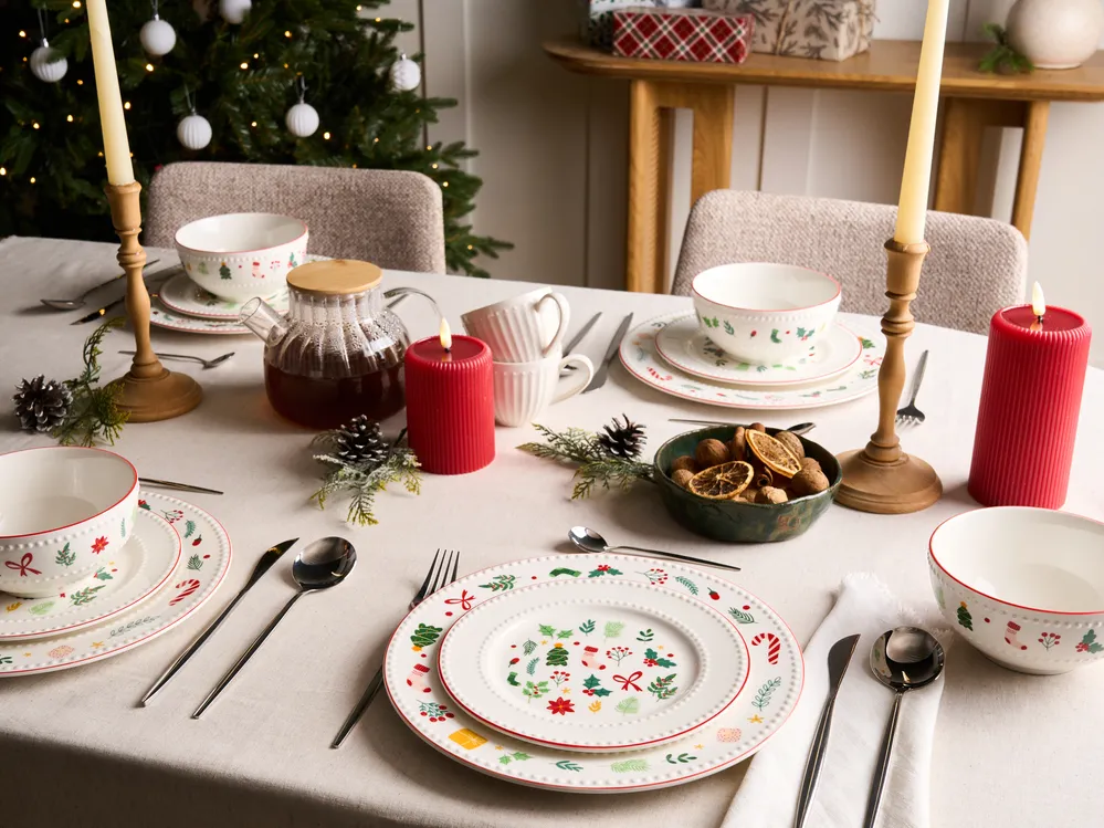 Set de 12 couverts de table SAFFRON Porcelaine Blanc