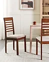 Set of 2 Dining Chairs ORTLEY Wood Dark Brown/ Taupe
