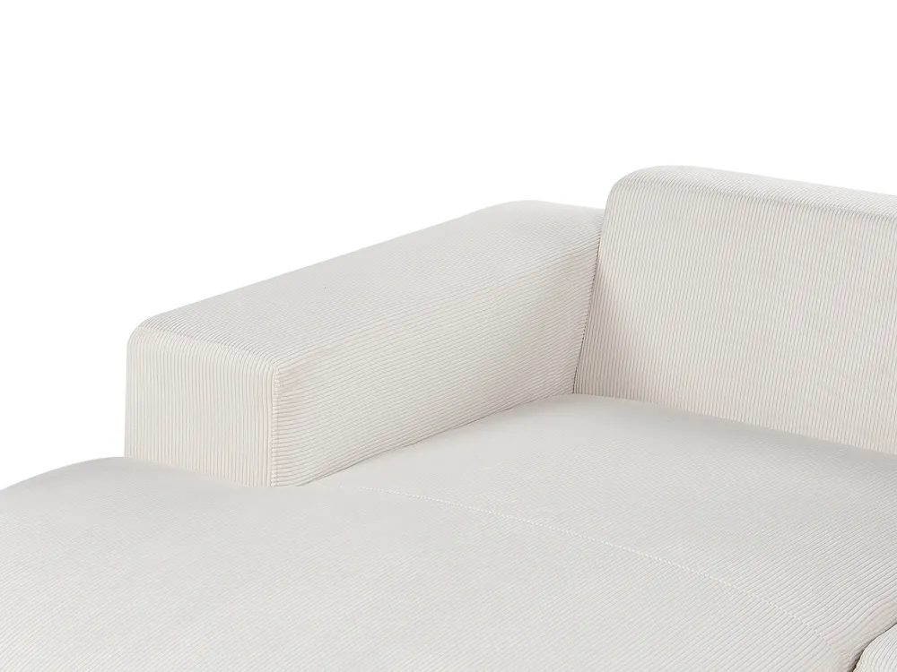 Corner Sofa 4 Seater LUNGO with Ottoman Corduroy Off-White Right Hand_898438