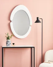Lustro ścienne MASSAY 53 cm 90 cm Welur Biały_946210