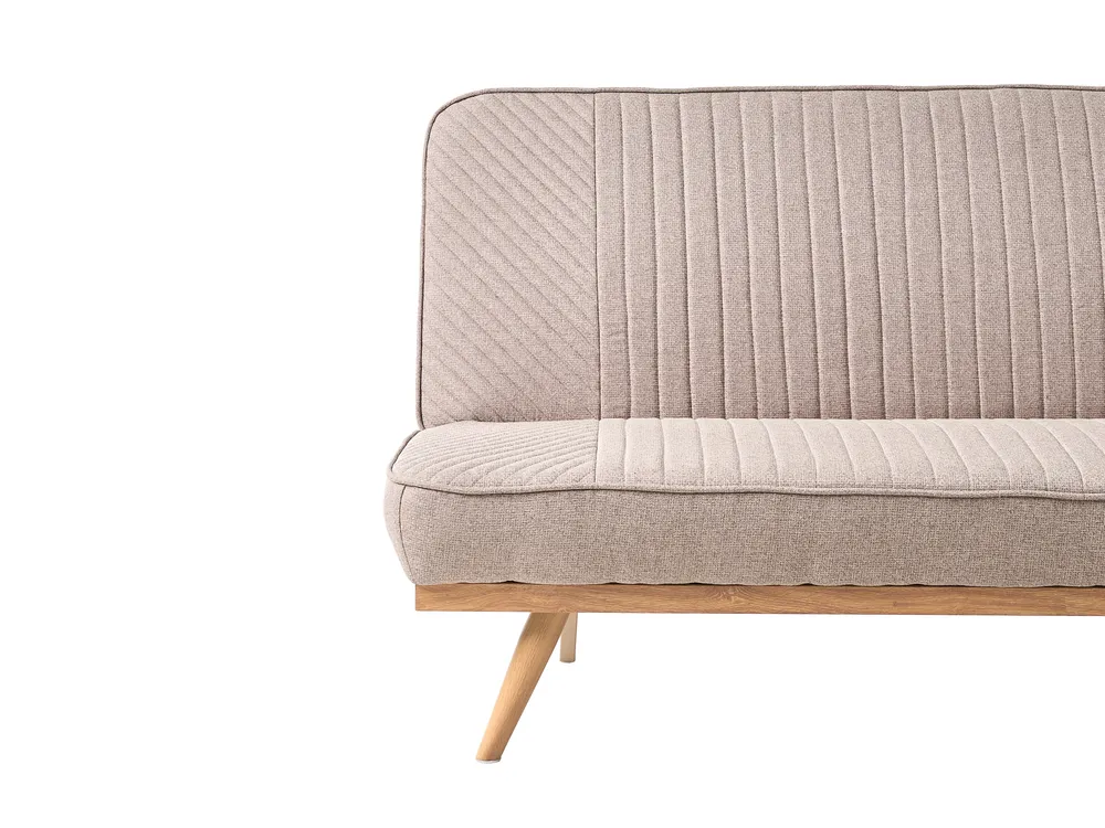 Sofa Bed 2 Seater KALFAFEL Fabric Light Brown_1009360