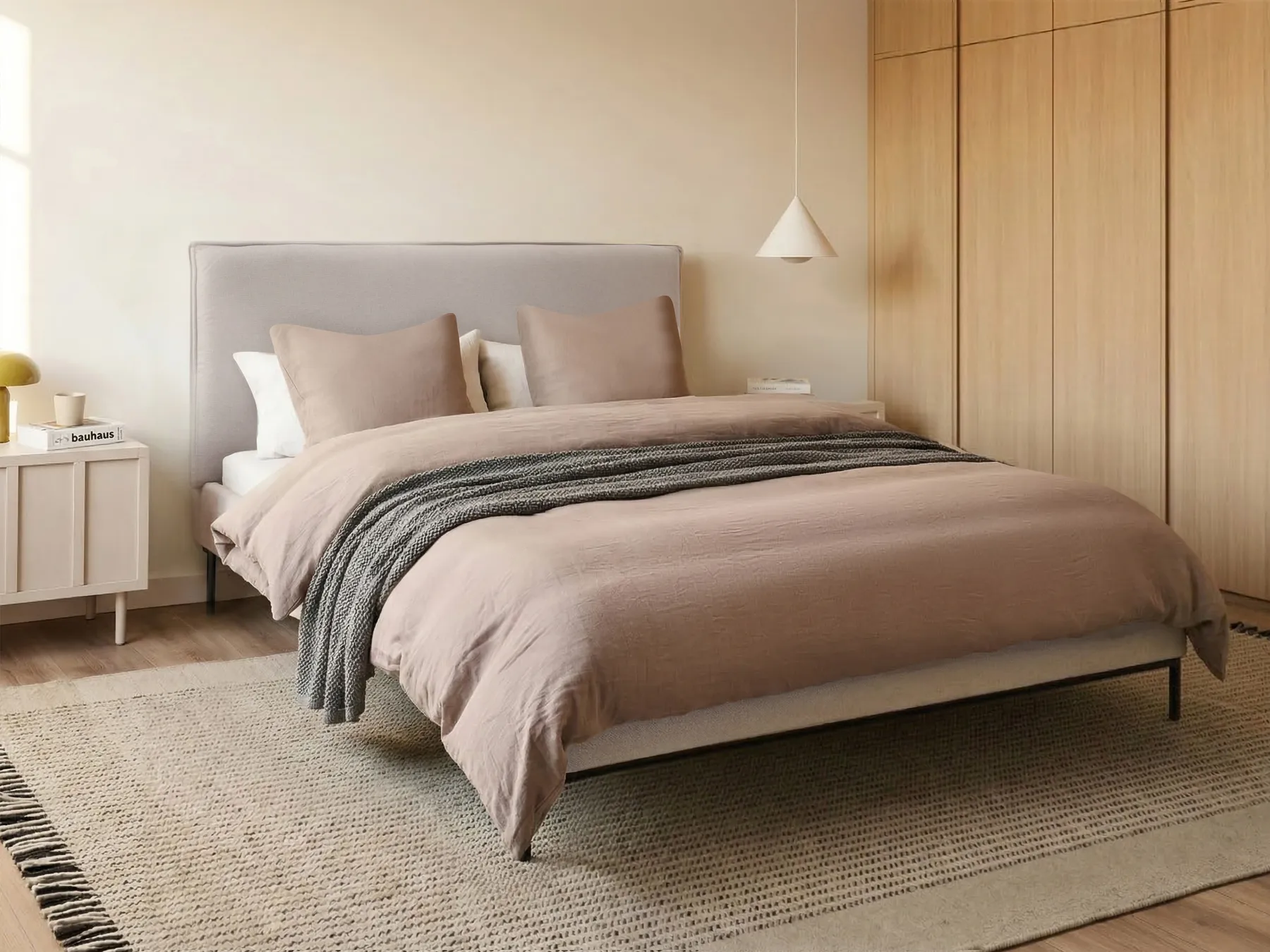 Bed Fabric CORIO 140 x 200 cm (EU Double) Light Beige_1060123