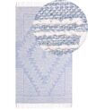 Teppich Baumwolle blau / cremeweiß 80 x 150 cm geometrisches Muster Kurzflor ANSAR_861014