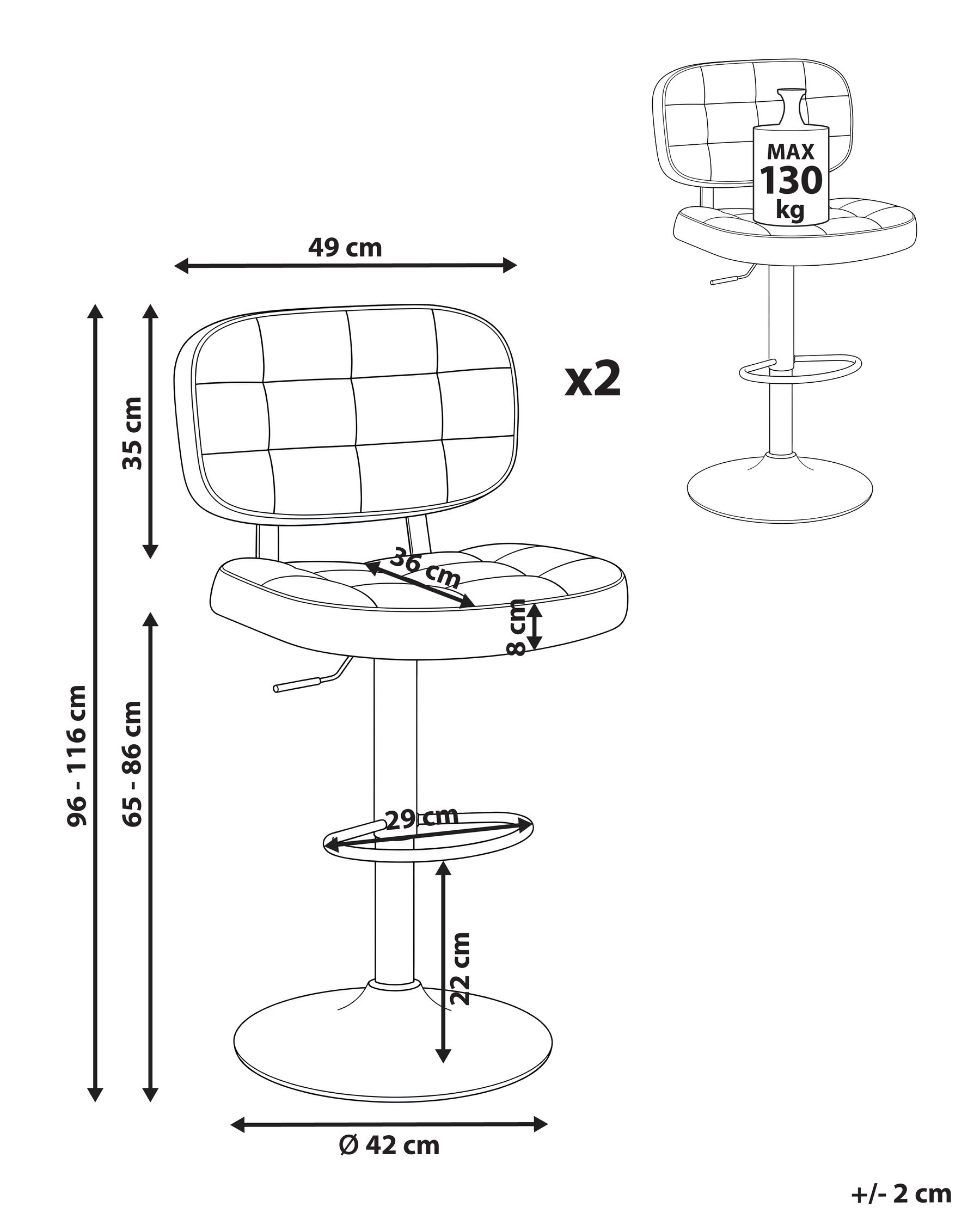 Set di 2 sgabelli da bar TILTON Scamosciato sintetico Nero_1078329