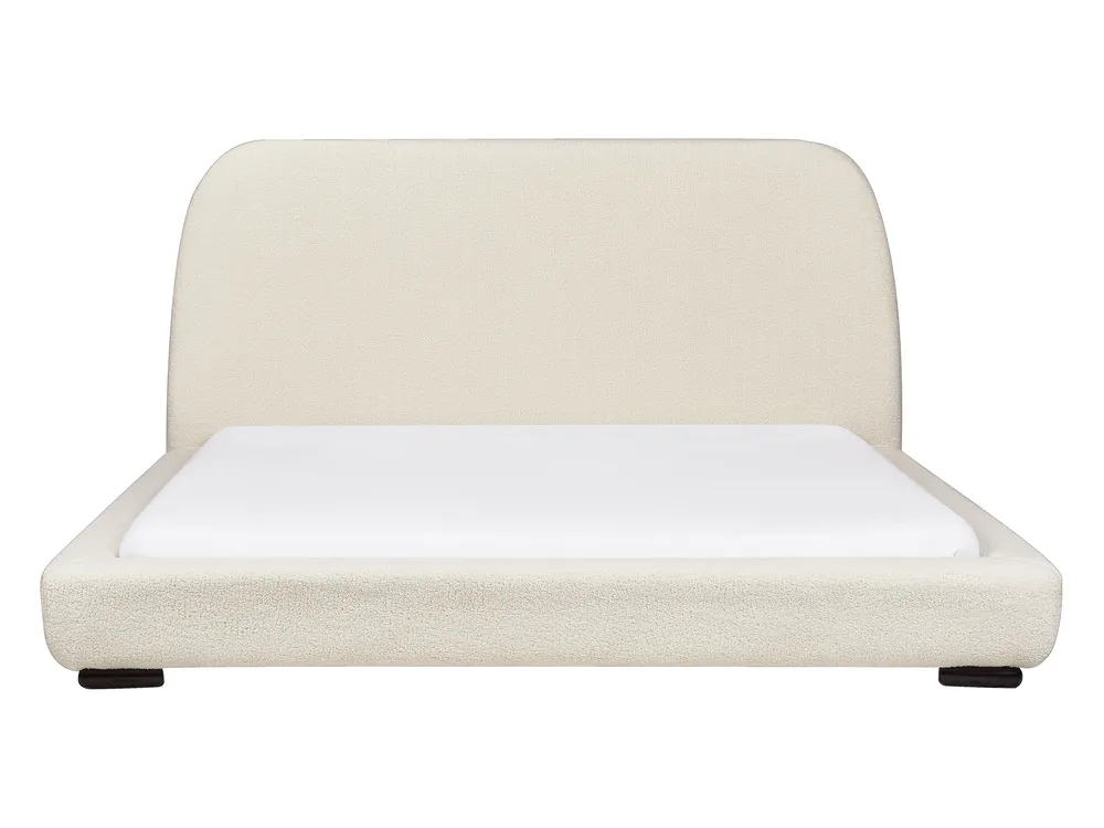 Bett mit Lattenrost Bouclé ROISEL 160 x 200 cm Hellbeige_937429