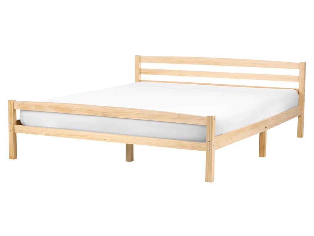 Bett mit Lattenrost Kiefernholz ECHALLON 160 x 200 cm Hellbraun