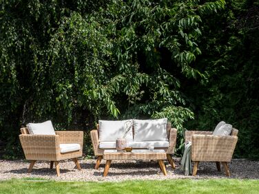 4 Seater PE Rattan Garden Sofa Set Off-White VITTORIA