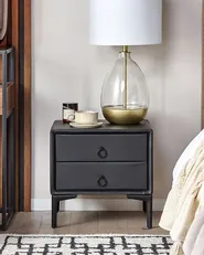 2 Drawer Bedside Table SEZANNE Faux Leather Black_795386
