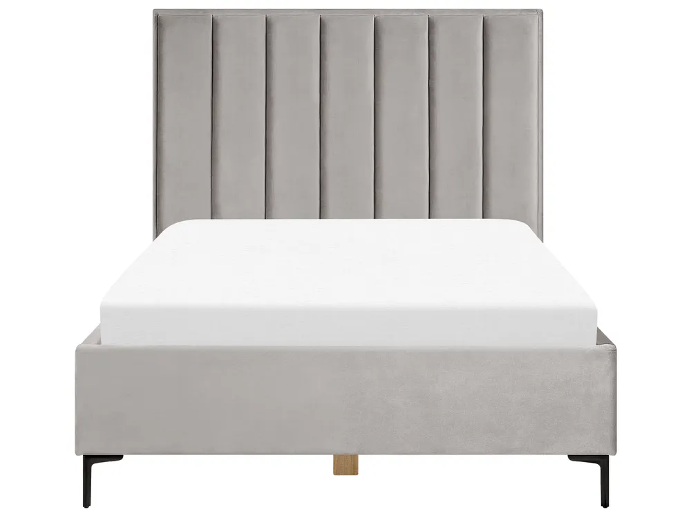 Schlafzimmer Set SEZANNE Samtstoff Hellgrau 140 x 200 cm_800109